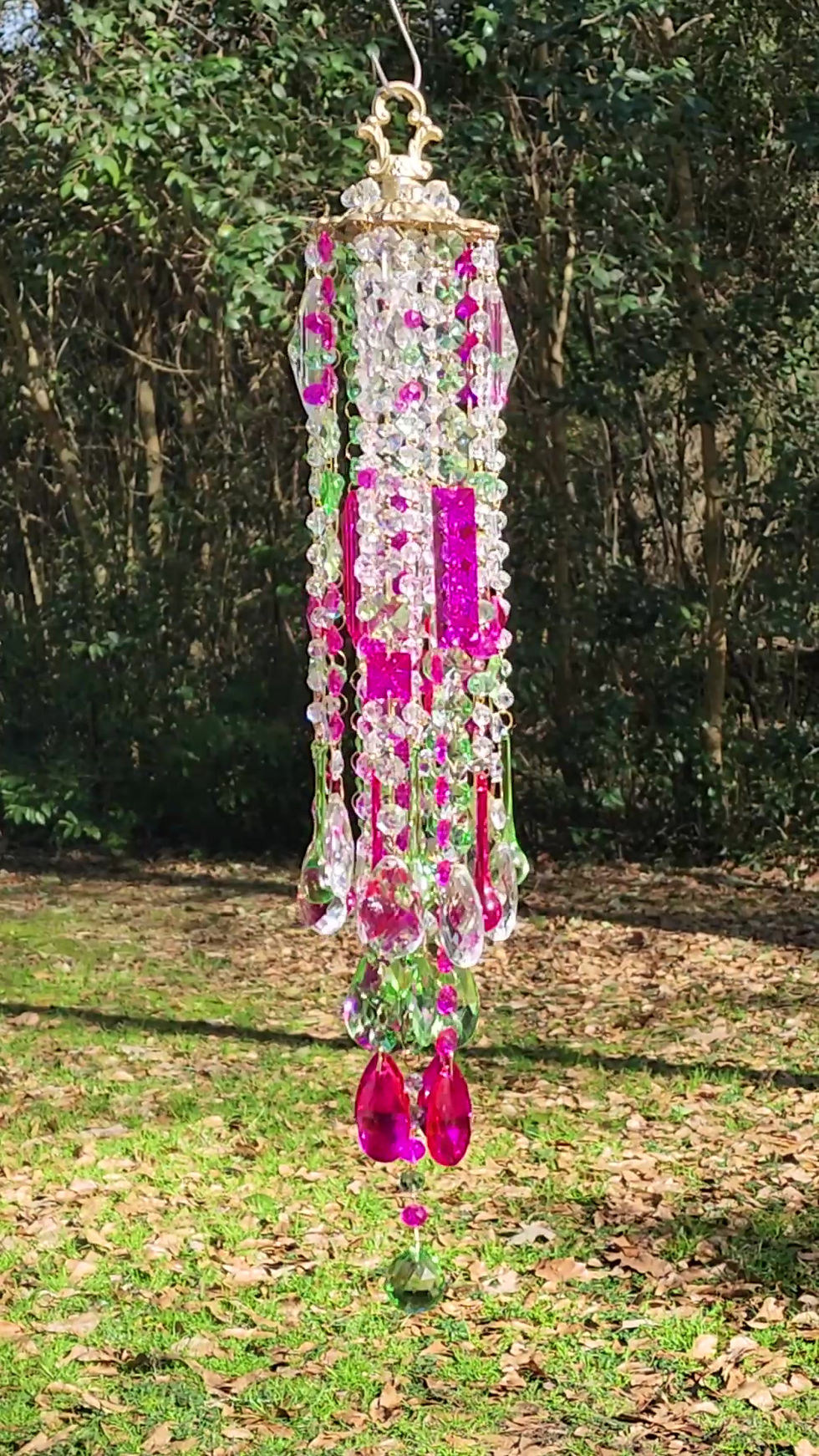 Pink and Green Crystal Sun Catcher