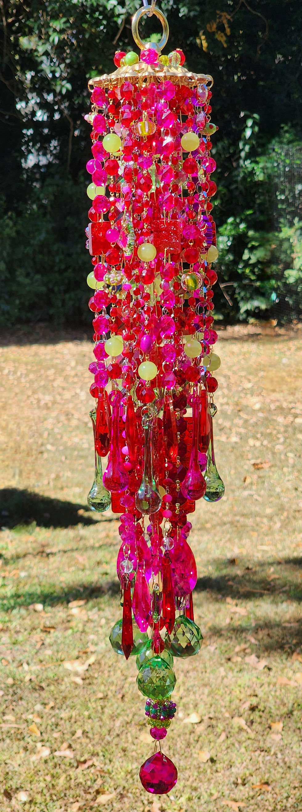 Thumbnail: Vibrant Ruby, Hot Pink, and Lime Green Crystal Sun Catcher