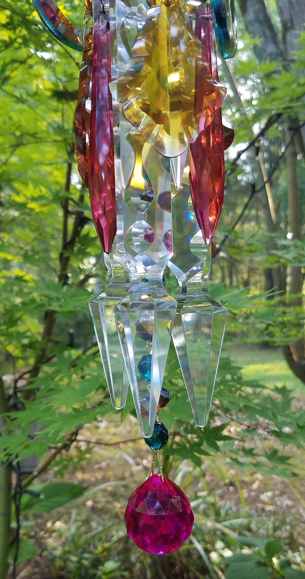 Thumbnail: Teal, Magenta, Topaz Antique Crystal Wind Chime
