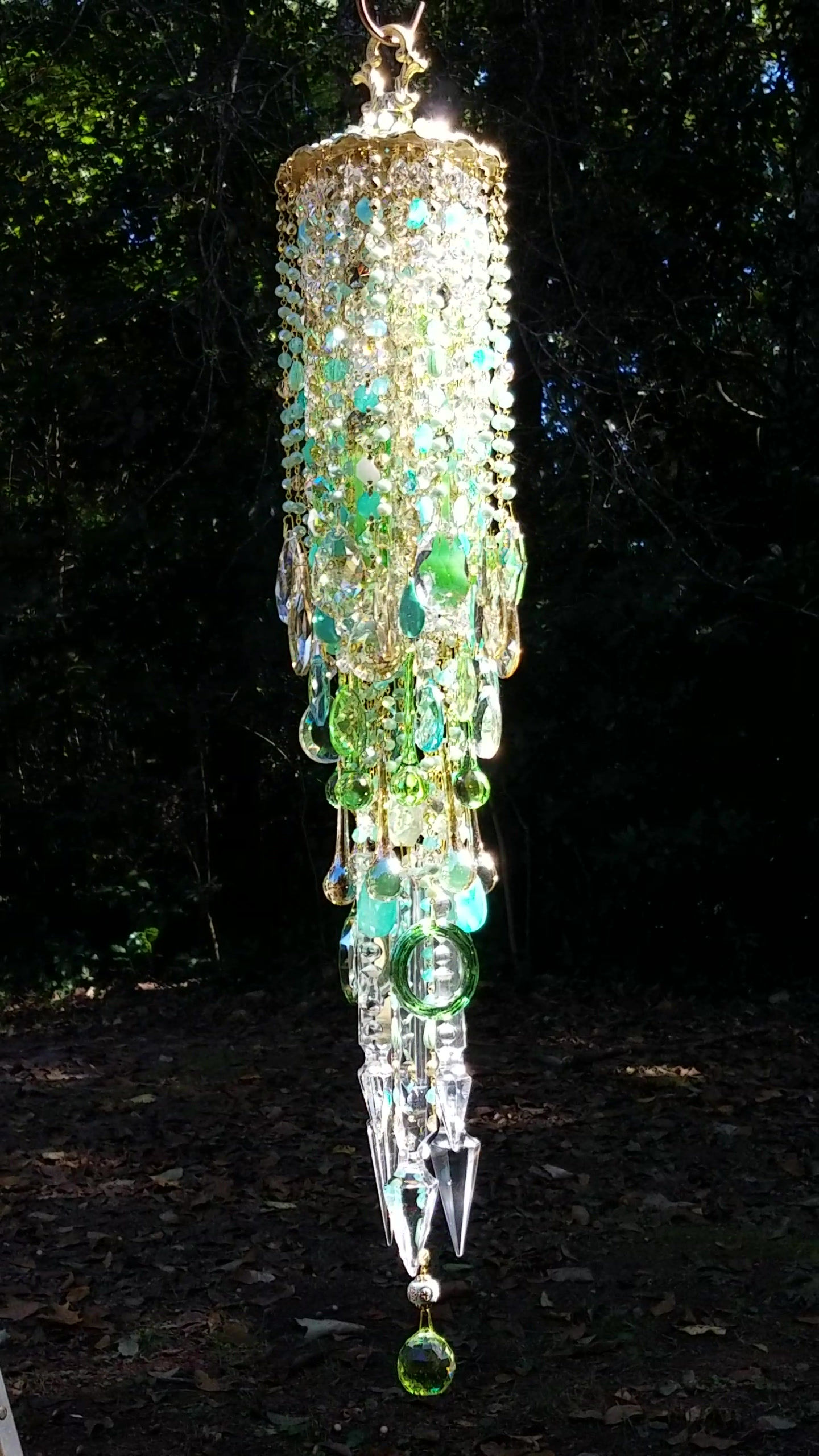 Light Blue and Green Antique Crystal Wind Chime