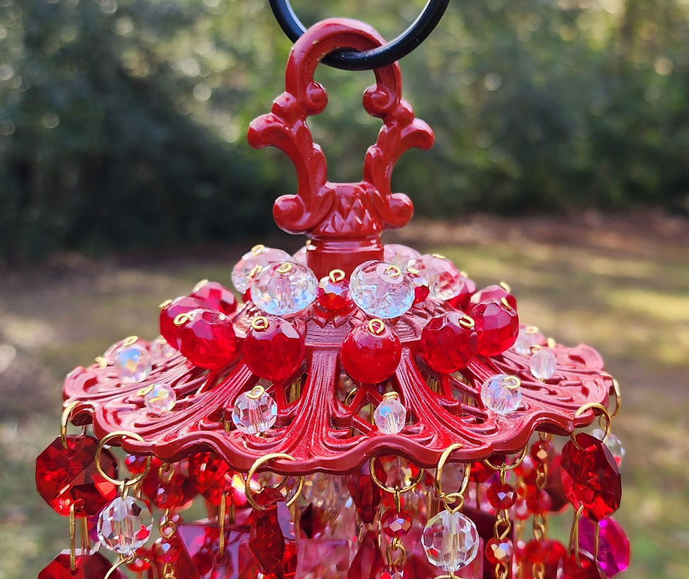 Thumbnail: Ruby, Fuchsia, and Magenta Antique Crystal Wind Chime