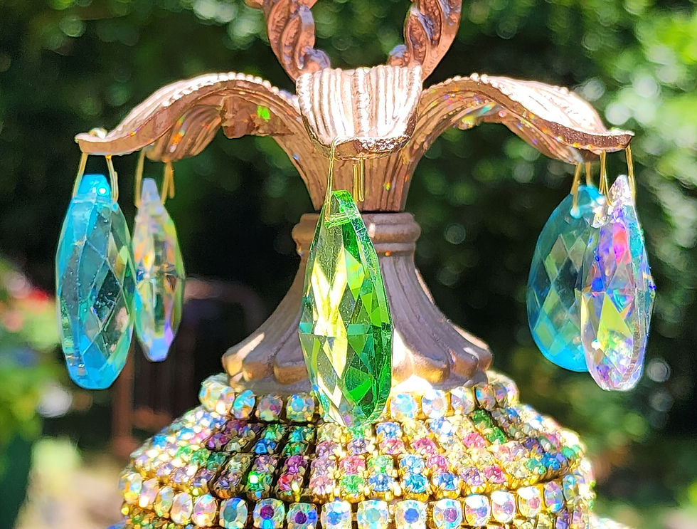 Thumbnail: For Laura ~ Jeweled Pastels Antique Crystal Wind Chime