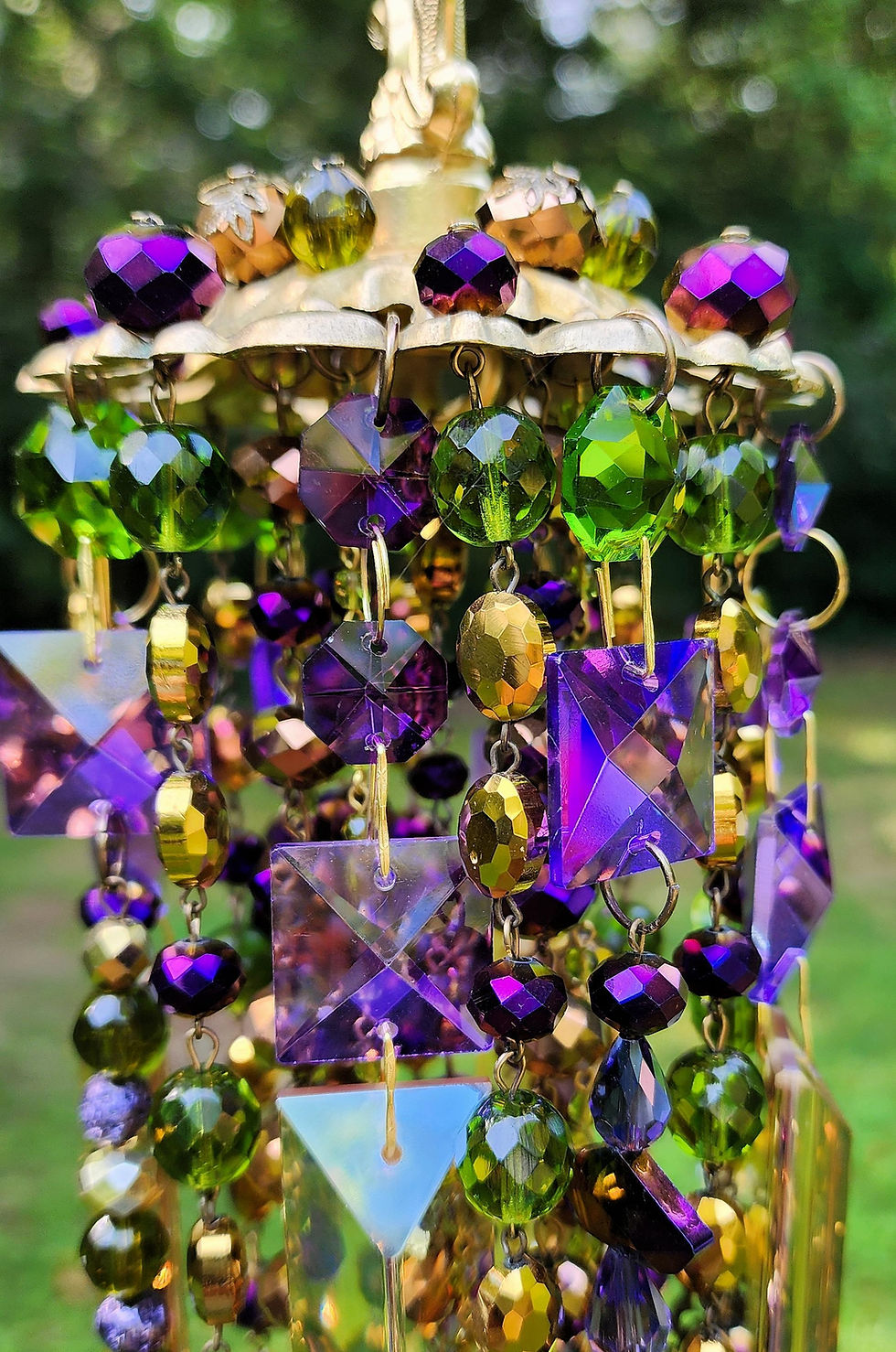 Thumbnail: Bohemian Purple, Olive, Bronze, and Gold Crystal Wind Chime