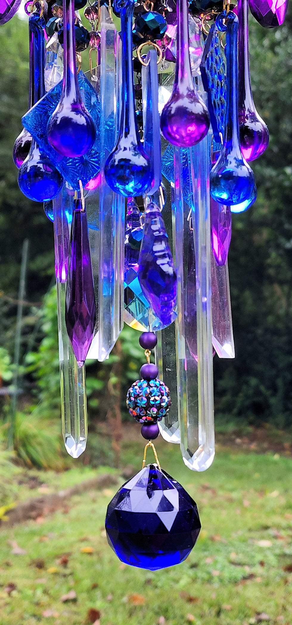 Thumbnail: Metallic Dark Blue and Purple Vintage Crystal Wind Chime
