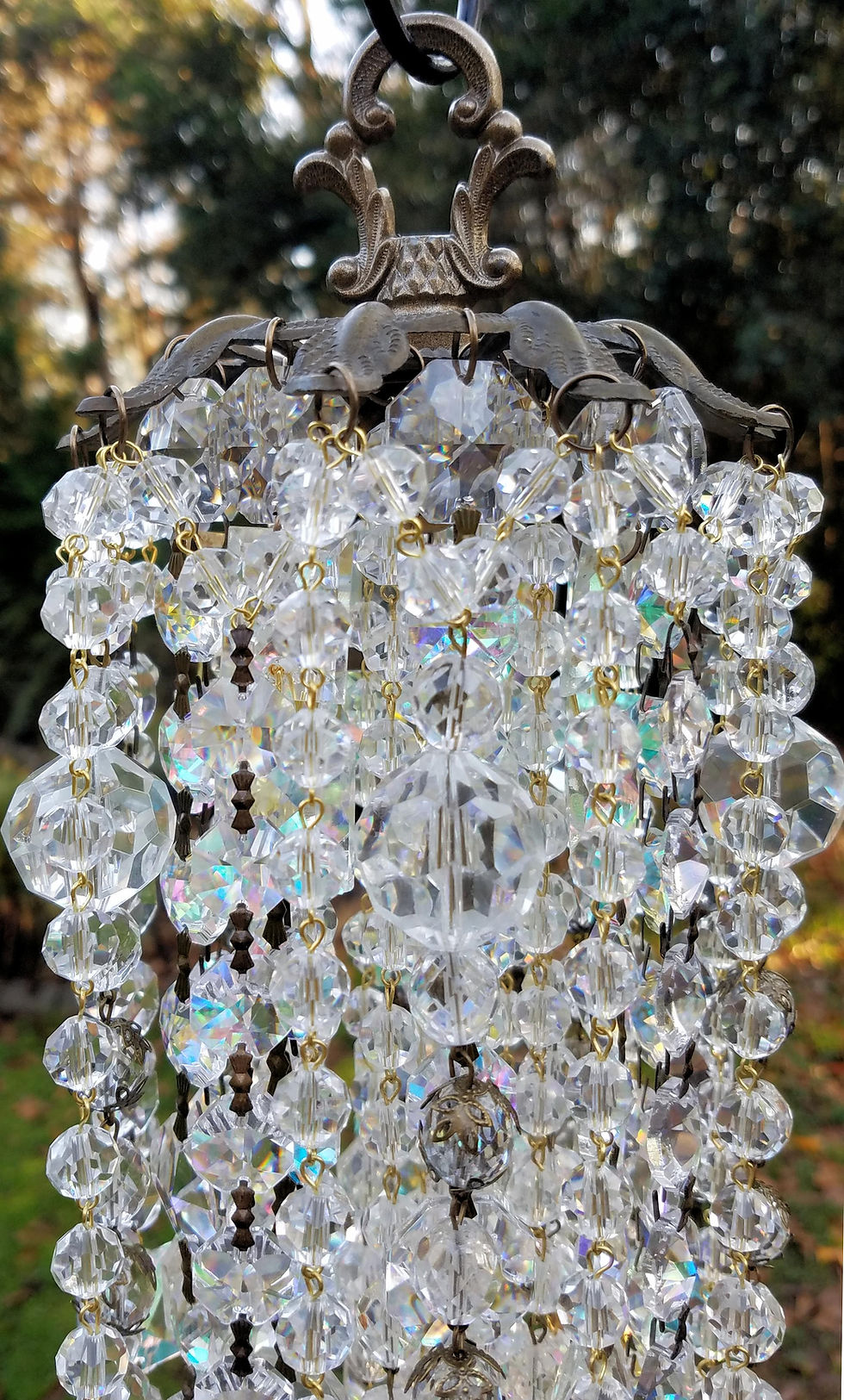 Thumbnail: Clear and Aurora Borealis Antique Crystal Wind Chime