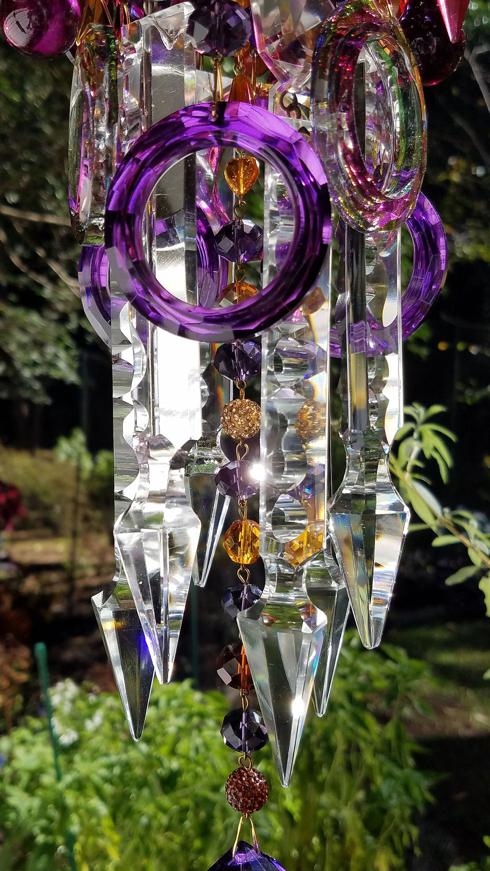 Thumbnail: Bohemian Purple, Magenta, Amber Antique Crystal Wind Chime
