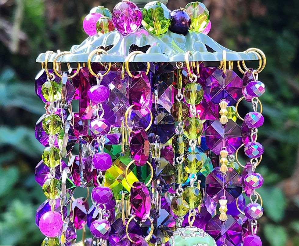Thumbnail: Dark Jewel Tones Antique Crystal Wind Chime