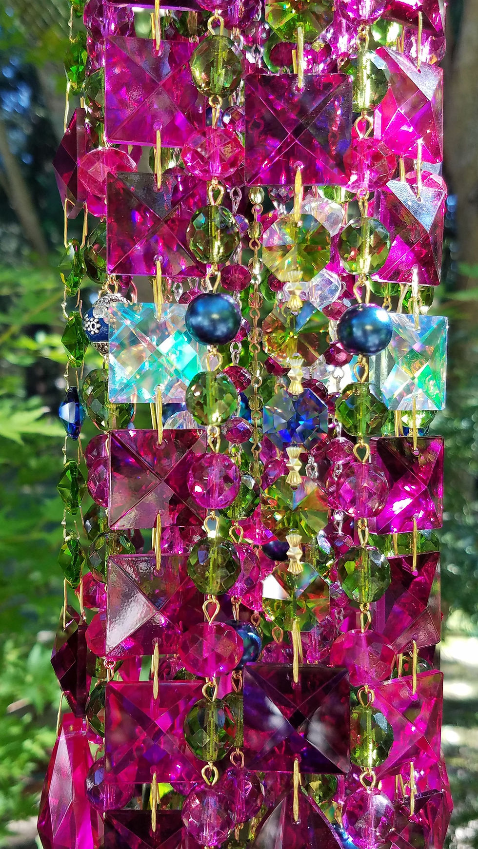 Thumbnail: Magenta and Green Hummingbirds Crystal Sun Catcher/Wind Chime