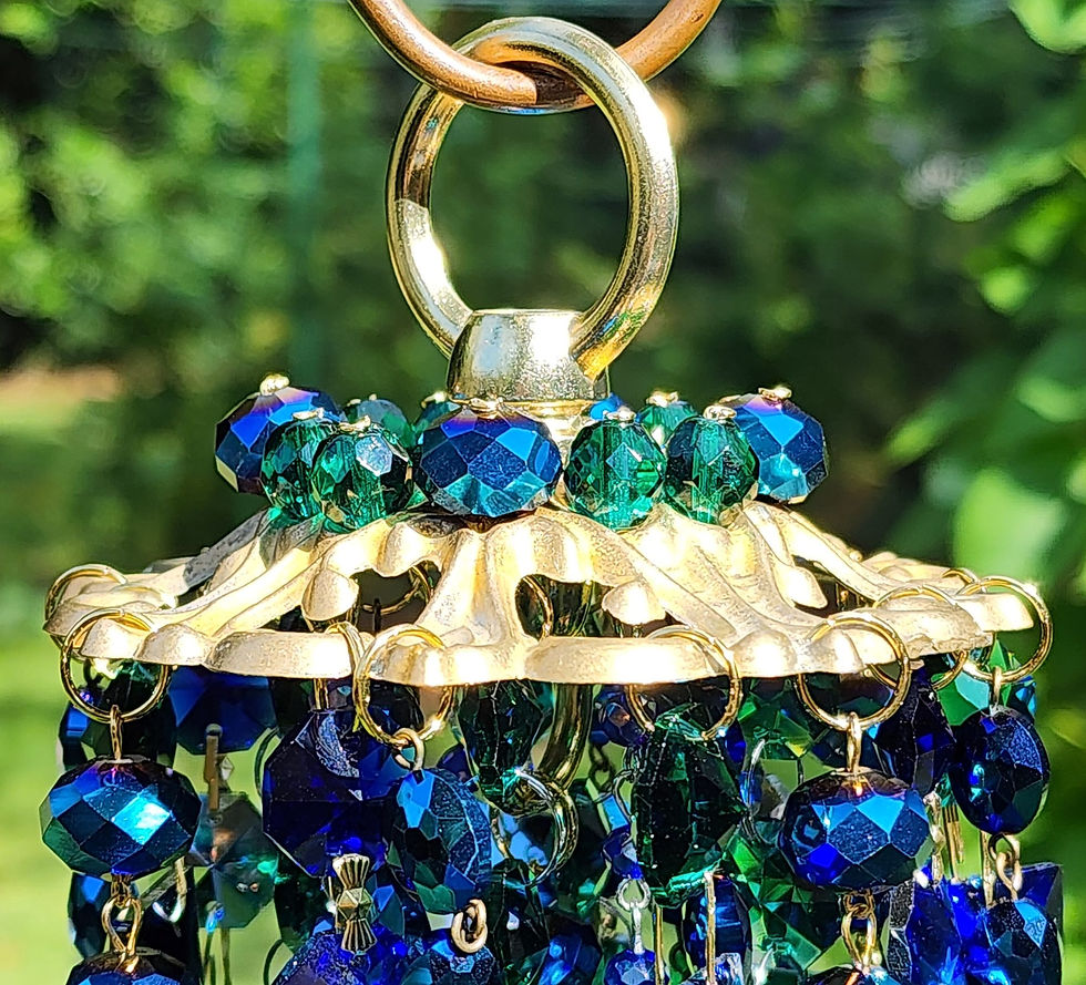 Thumbnail: Metallic Dark Blue and Emerald Antique Crystal Wind Chime