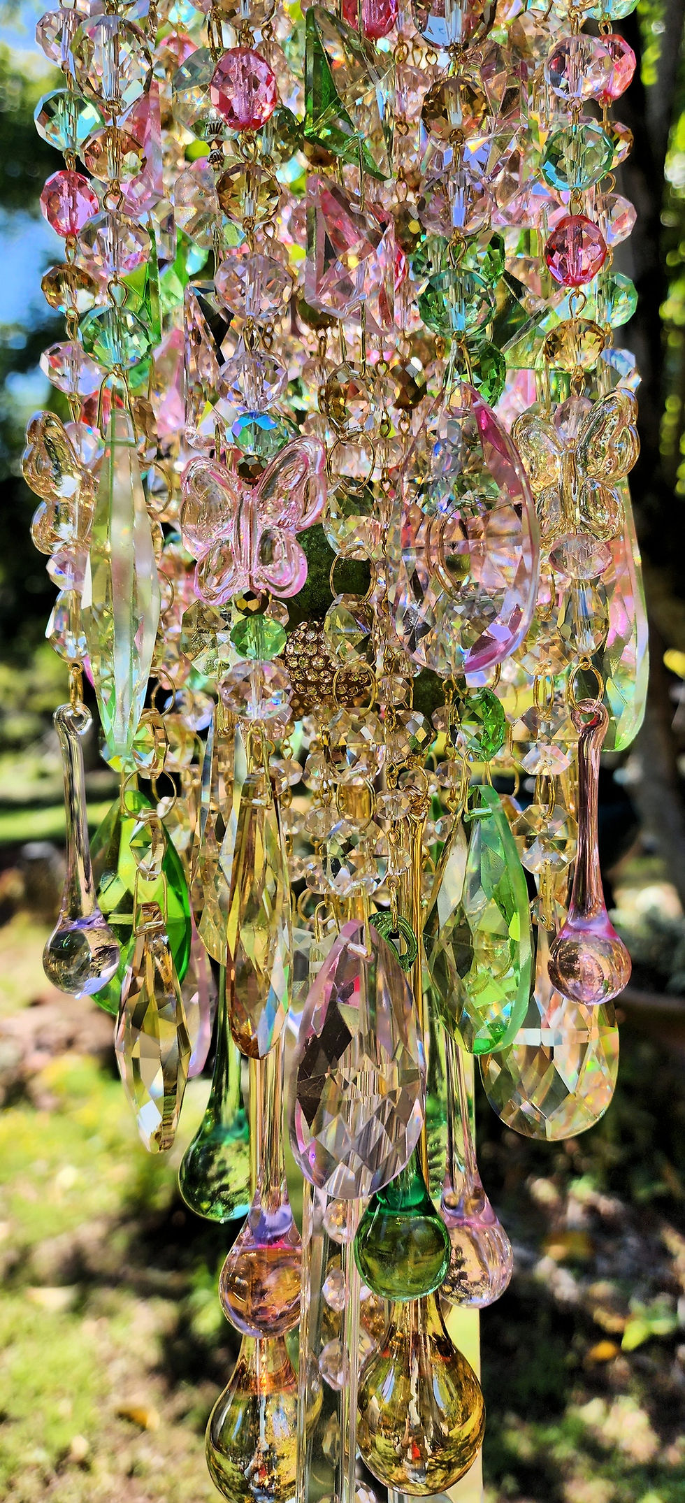 Thumbnail: Pink, Green, Champagne, Gold Crystal Wind Chime
