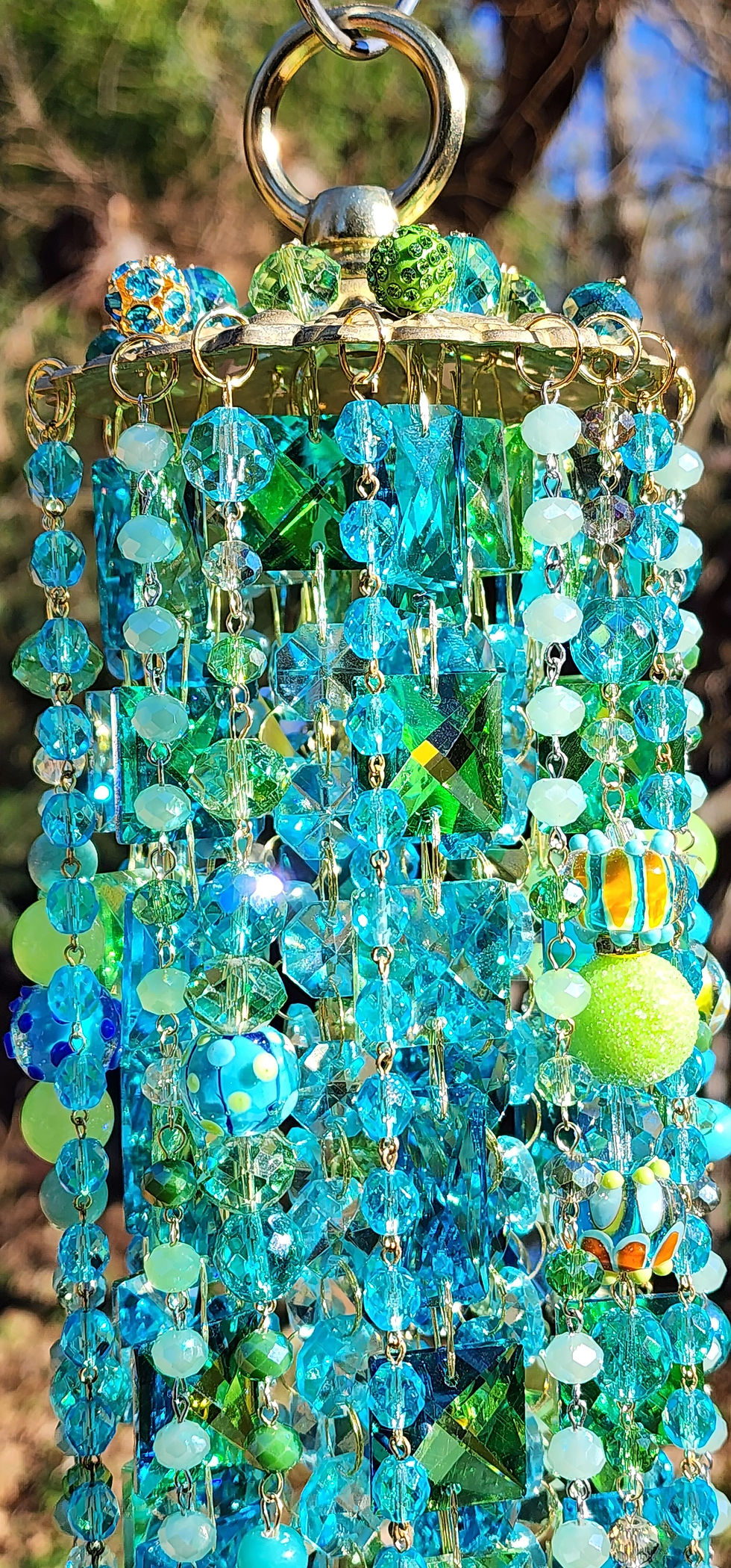 Thumbnail: Aquamarine, Light Aqua, Light Green Antique Crystal Wind Chime