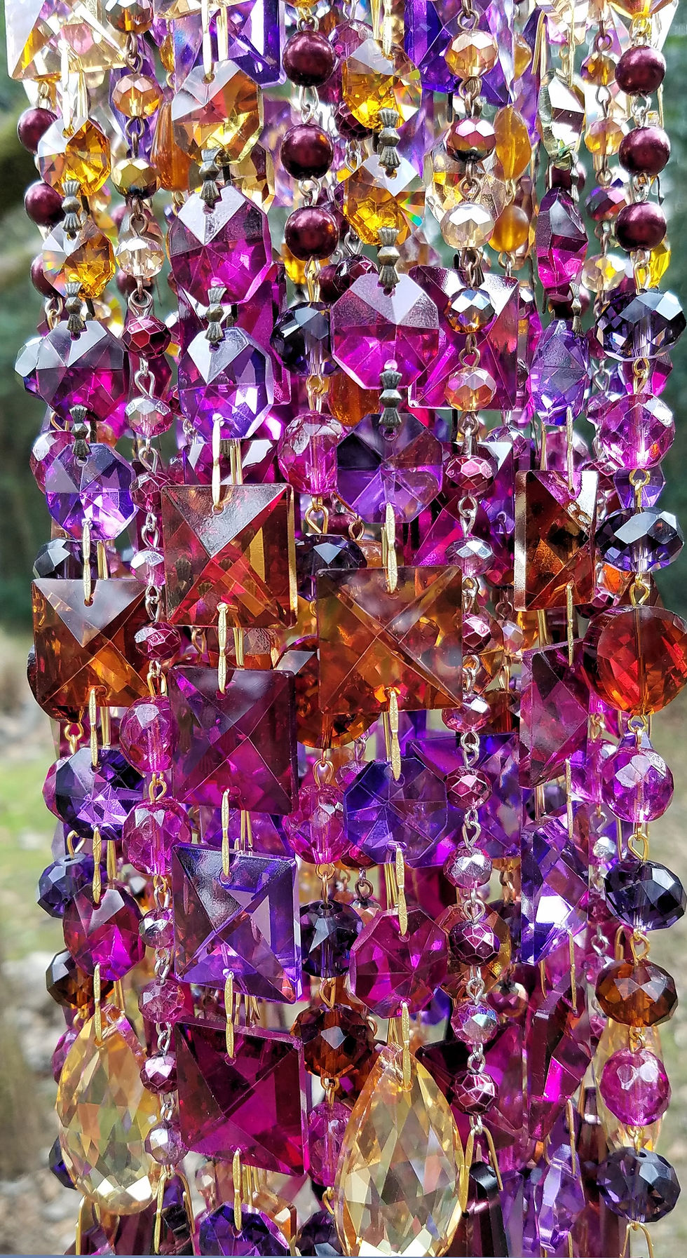 Thumbnail: Bohemian Purple, Magenta, and Amber Antique Crystal Wind Chime