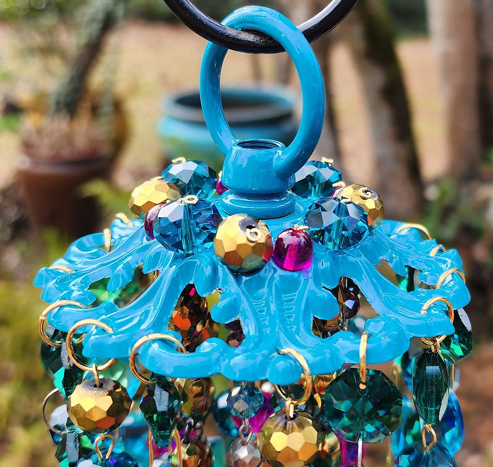 Thumbnail: Teal, Emerald, Aqua Antique Crystal Wind Chime