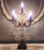 Thumbnail: Vintage Antique Brass and Crystal Candelabra, Table Chandelier