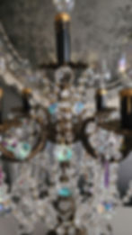 Thumbnail: Vintage Antique Brass and Crystal Candelabra, Table Chandelier