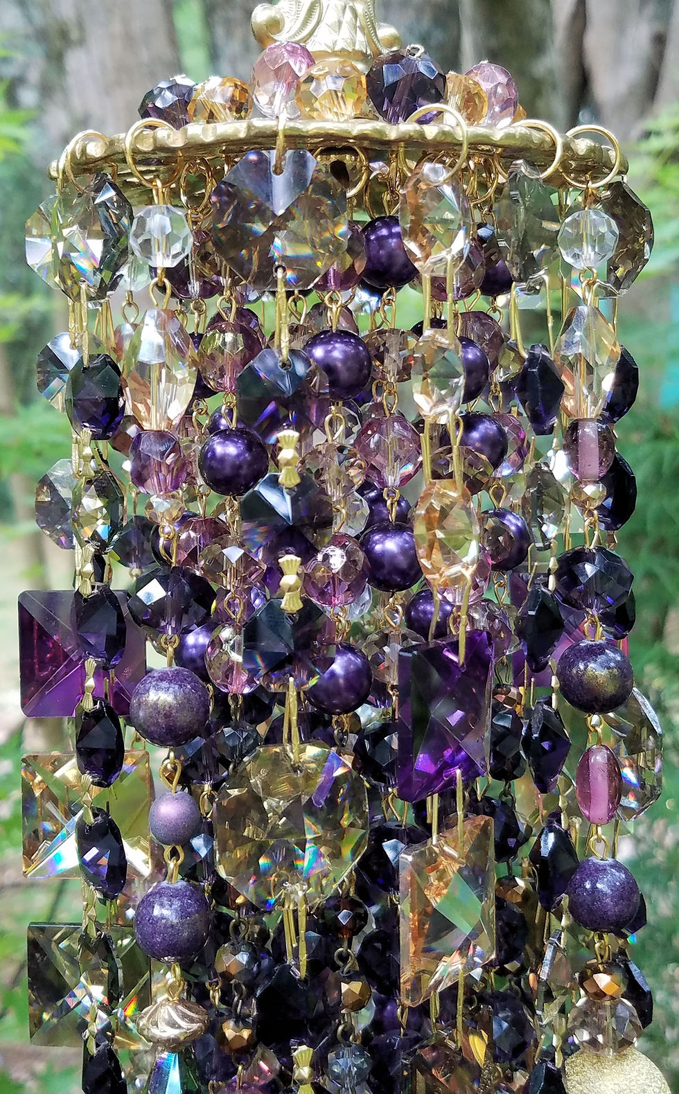 Thumbnail: Purple and Gold Antique Crystal Wind Chime