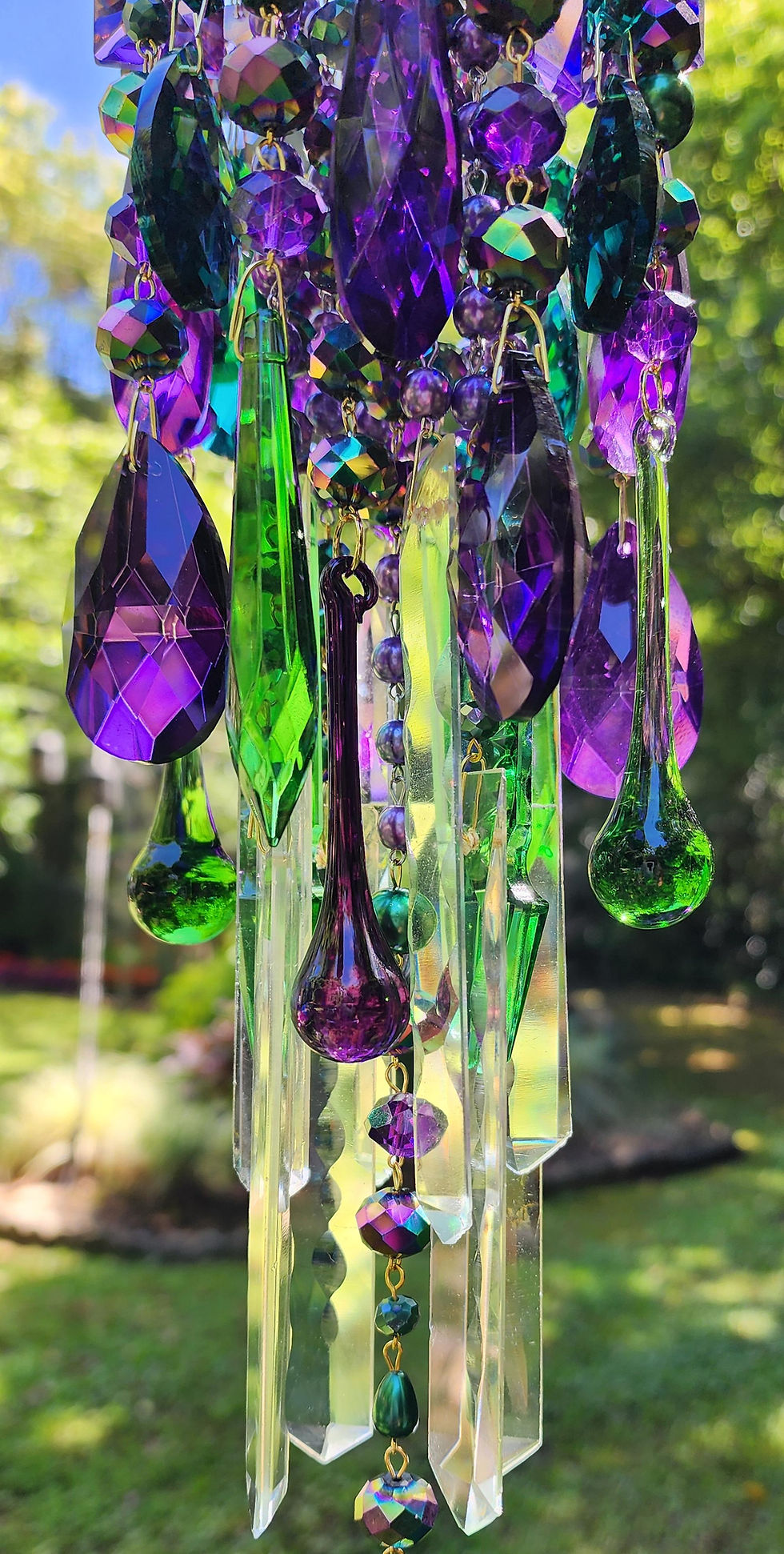 Thumbnail: Deep Purple and Green Antique Crystal Wind Chime