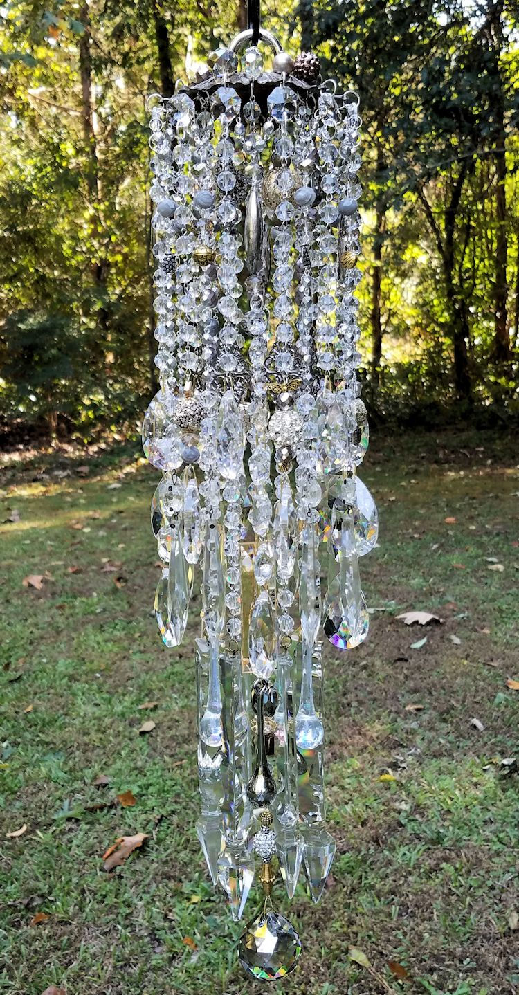 Thumbnail: For Celeste ~ Silver and Gold Crystal Wind Chime