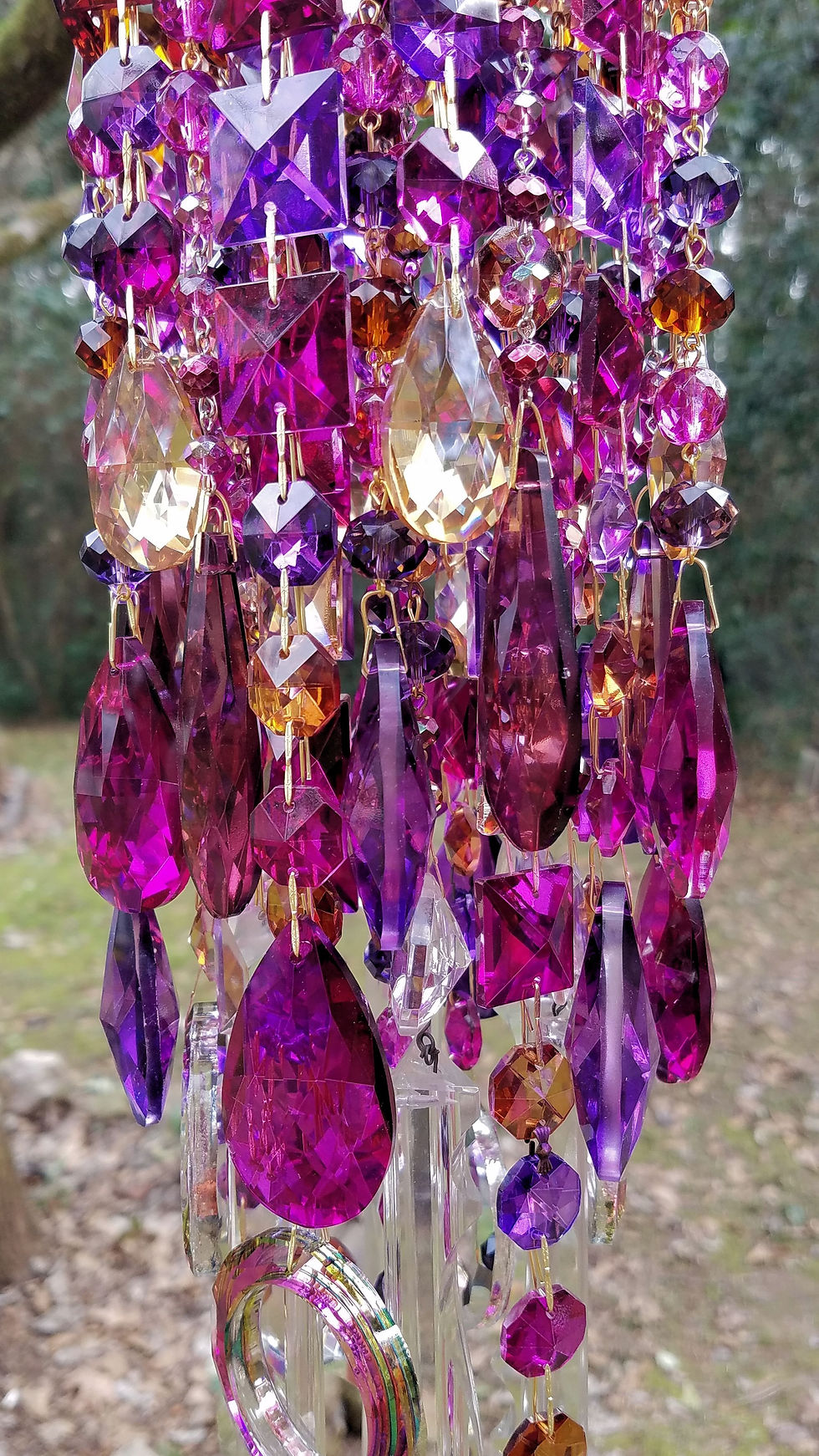 Thumbnail: Bohemian Purple, Magenta, and Amber Antique Crystal Wind Chime