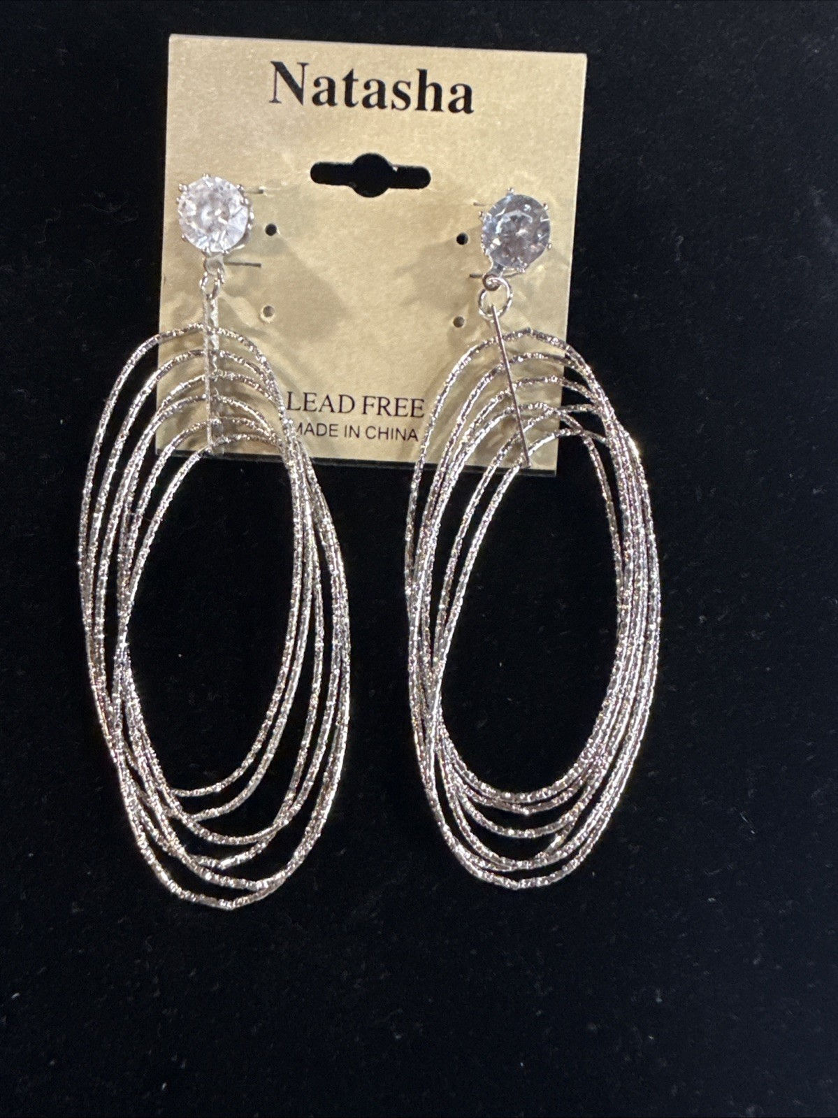 Natasha Six Oval Shaped Hoops Silver Bling Earrings FREE SHIPPING