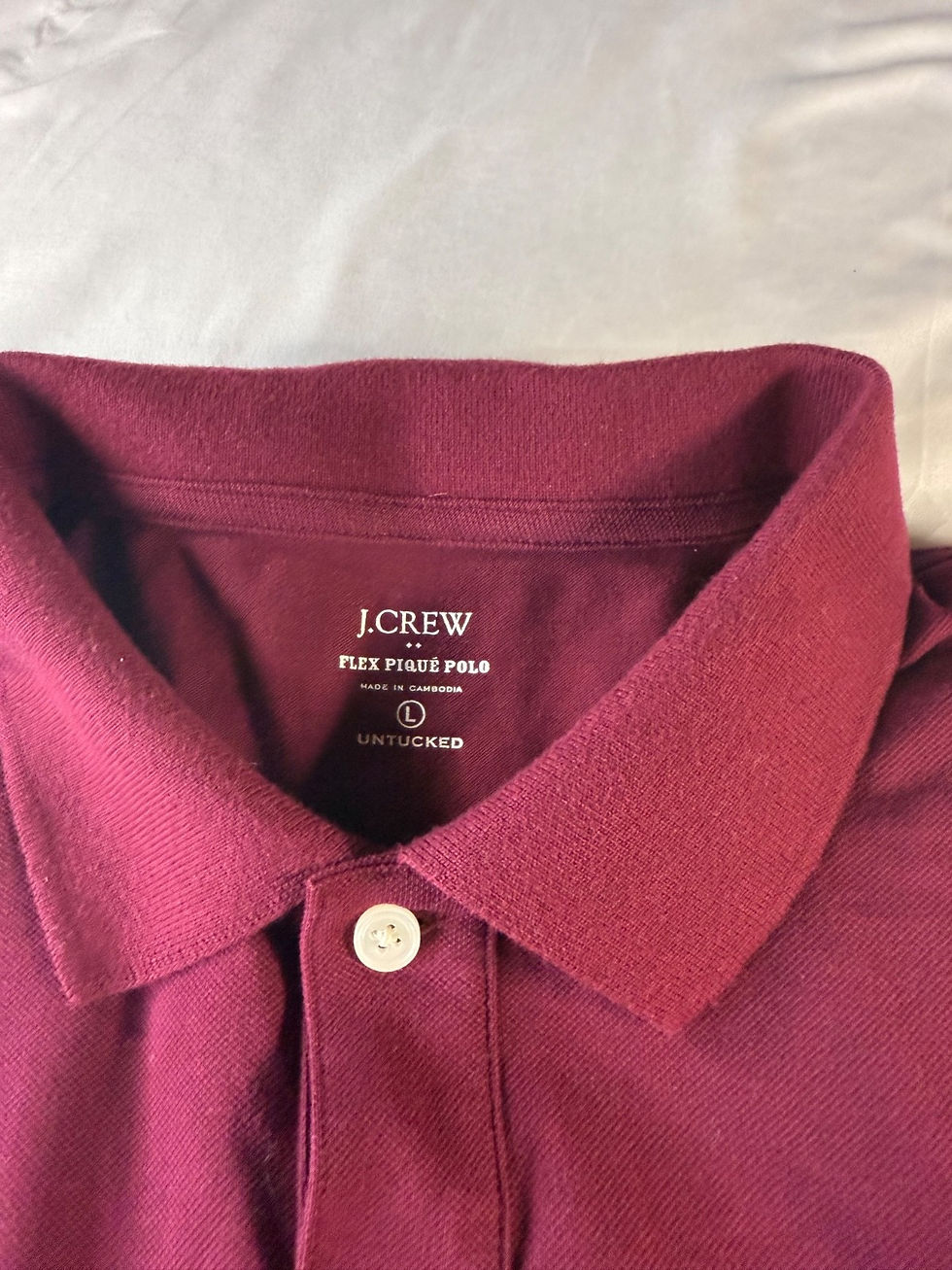 Thumbnail: J.Crew Men's Red (Maroon) Polo Collar Shirt Size L