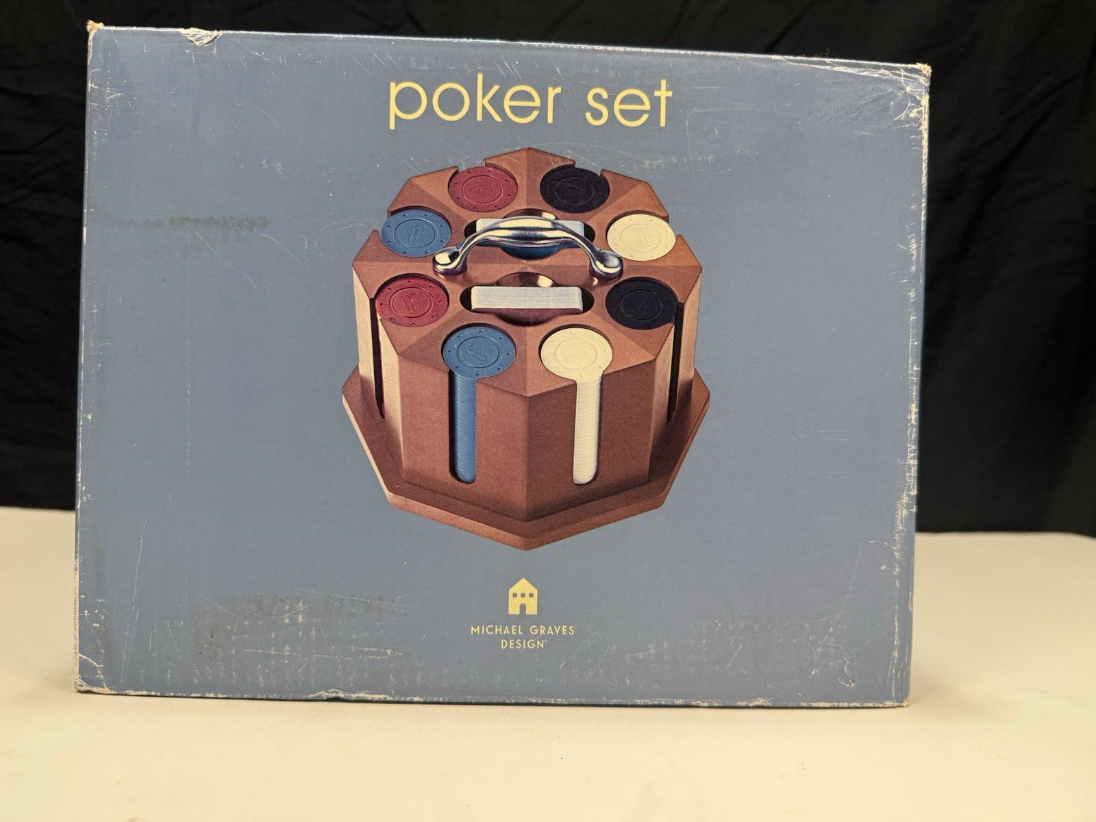 Vintage Michael Graves Design Poker Chips Set Holder 2 Decks Cards 1999
