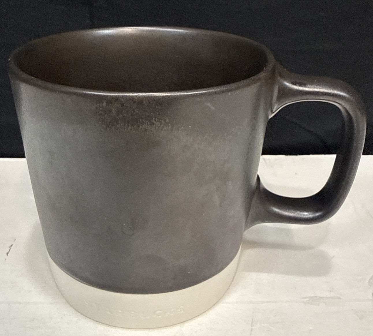 Starbucks 2018 14 oz Dark Brown Matte and White Coffee Cup Mug 14 oz