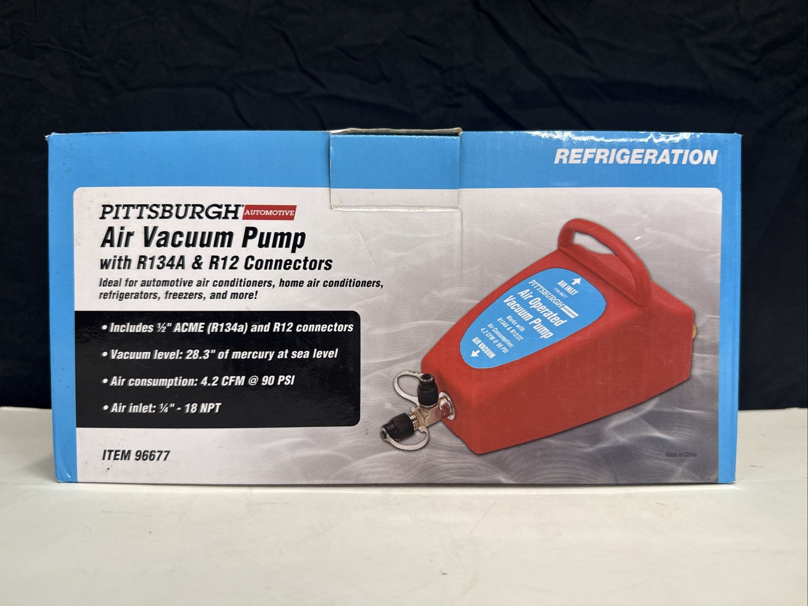 Pittsburgh Automotive 96677 Air Vacuum Pump R134A and R12/22 Connectors Refriger