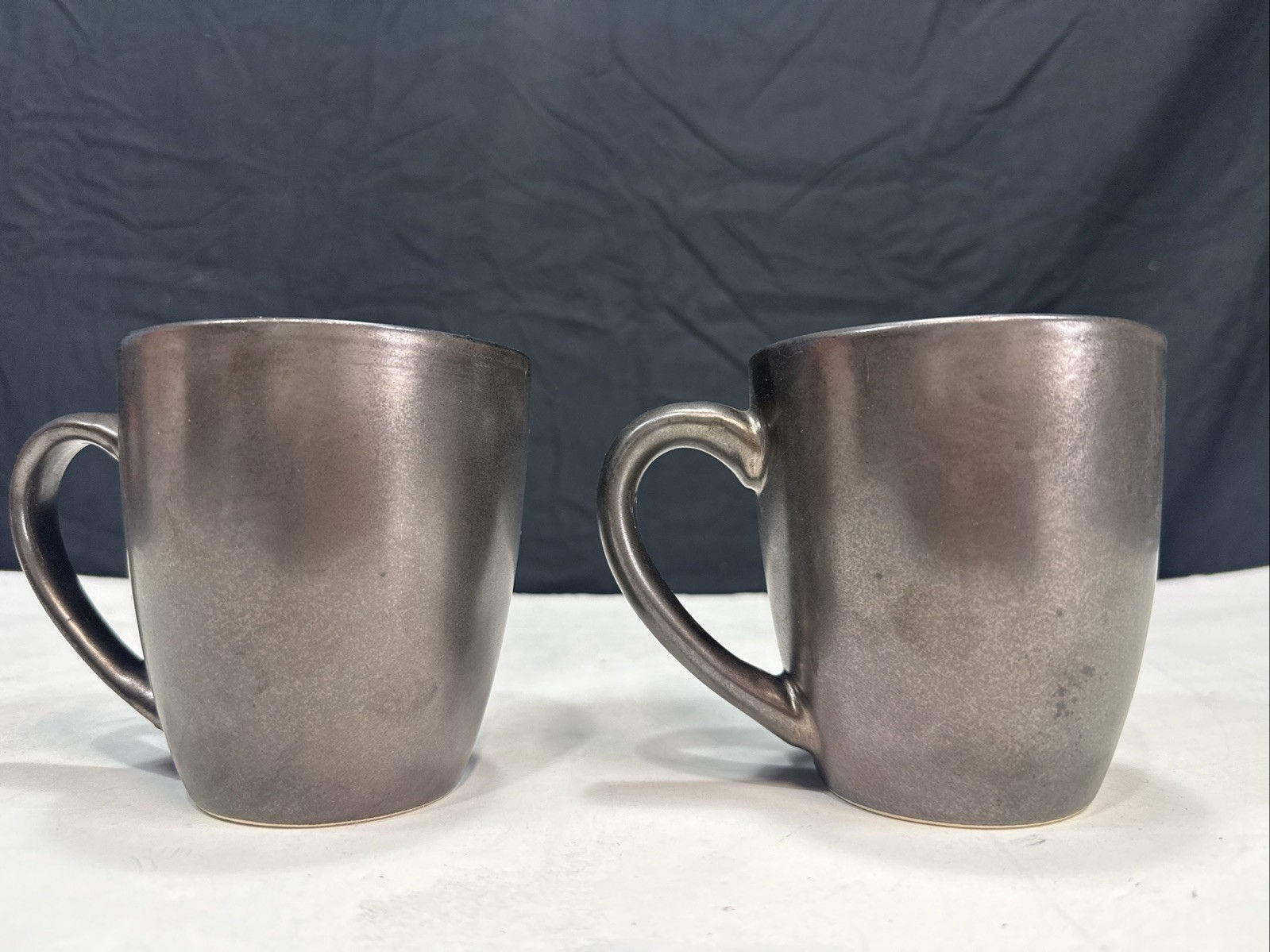 Gibson Home Elite Square COFFEE/Tea CUP Black & Red Stoneware 10oz Set Of 2 NEW