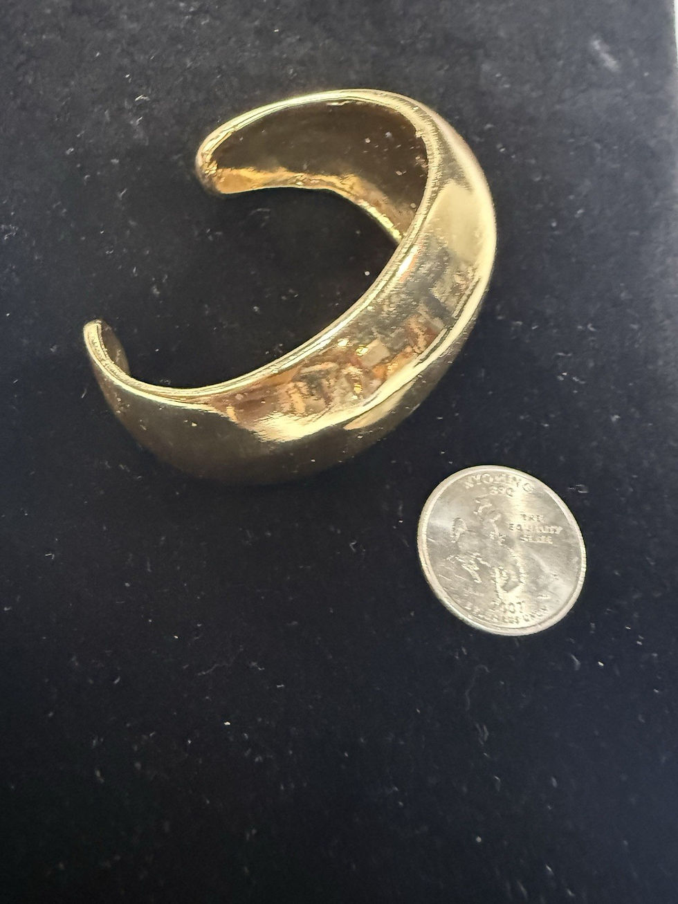 Thumbnail: New Crescent Shaped Gold Tone Cuff Bracelet 4in