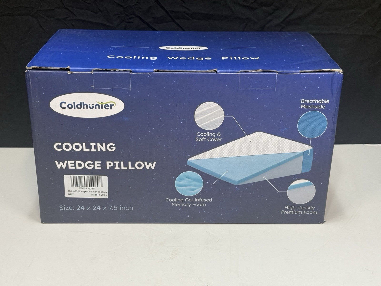 COLDHUNTER Wedge Pillow for Sleeping, 7.5" Bed Wedge After Surgery, Back Pain