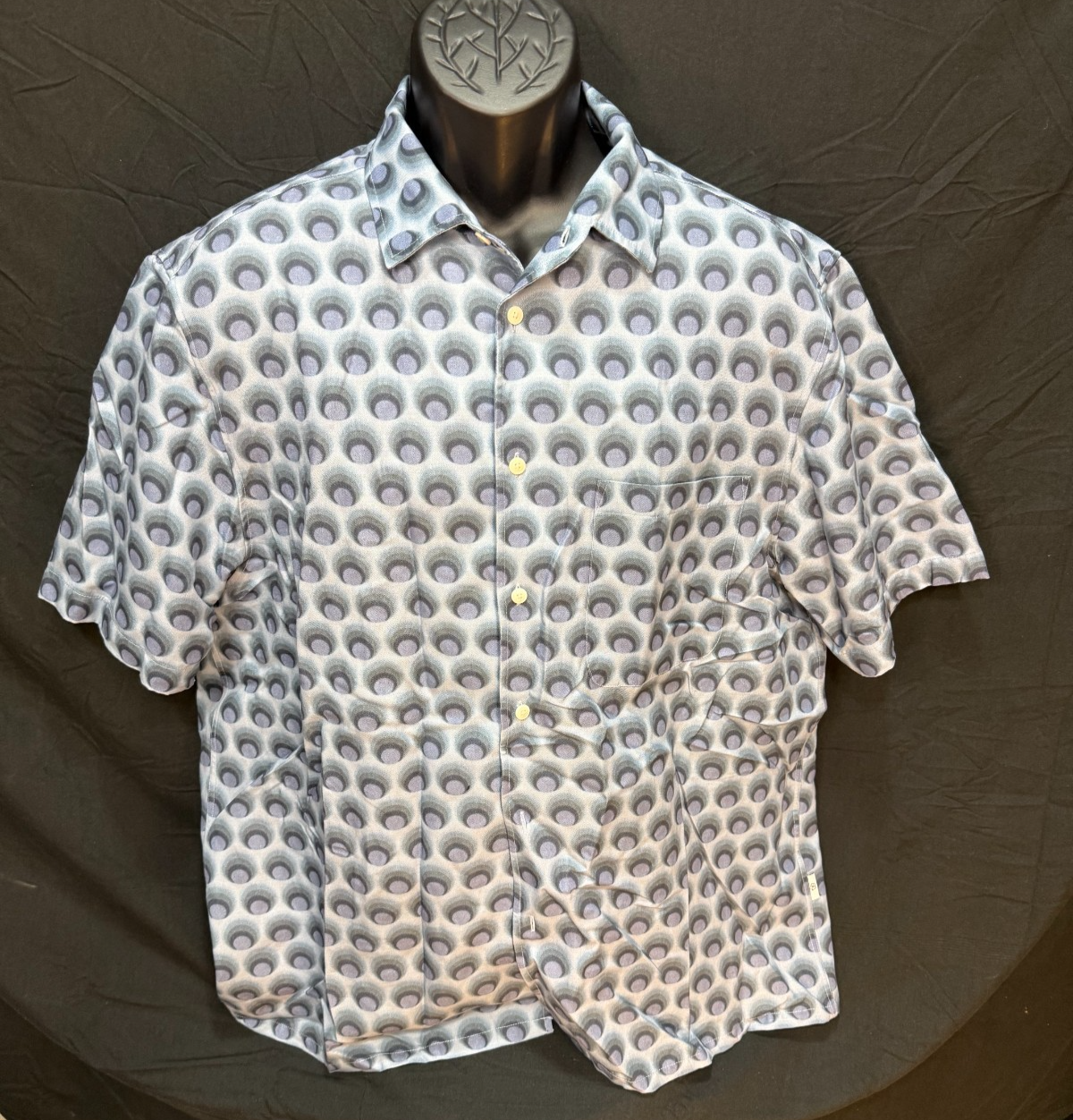 Mens Ted Baker London Light Blue Retro Spot Print Button-Up Shirt 6 US/XL