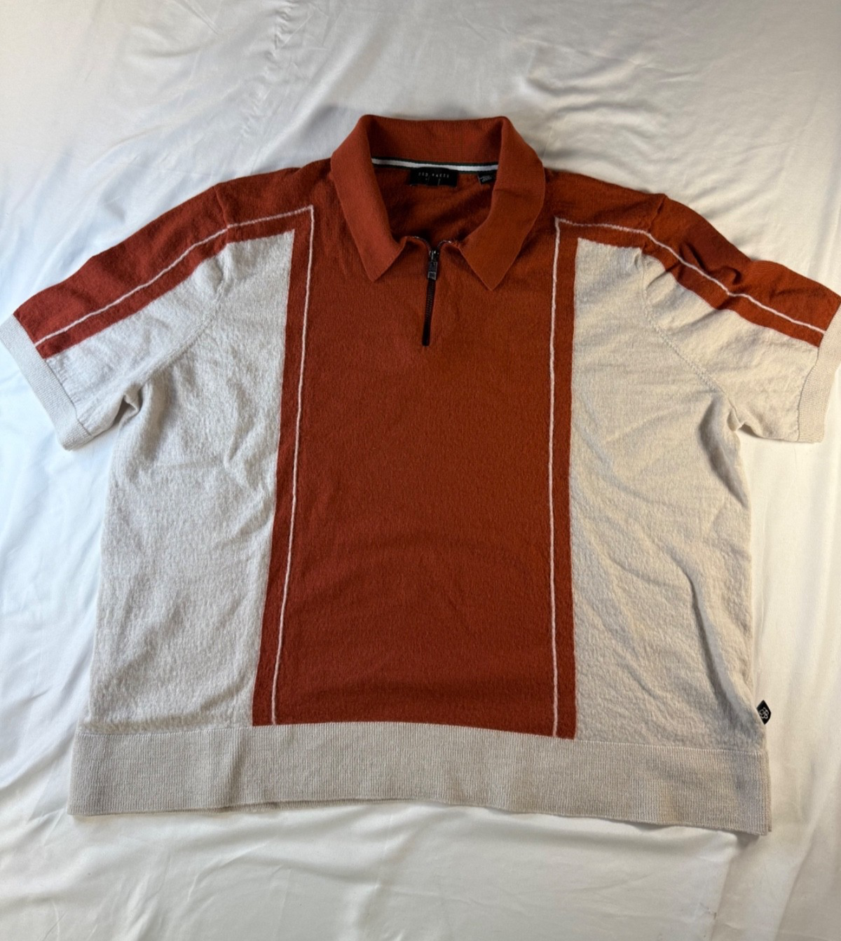 Ted Baker Polo Shirt Orange/White L (Size 7)