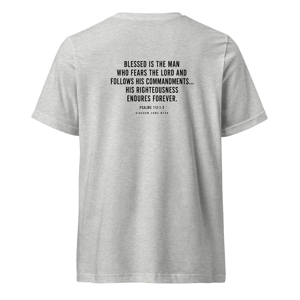 Thumbnail: Father's Day Blessed V-Neck Tee (White and Gray)