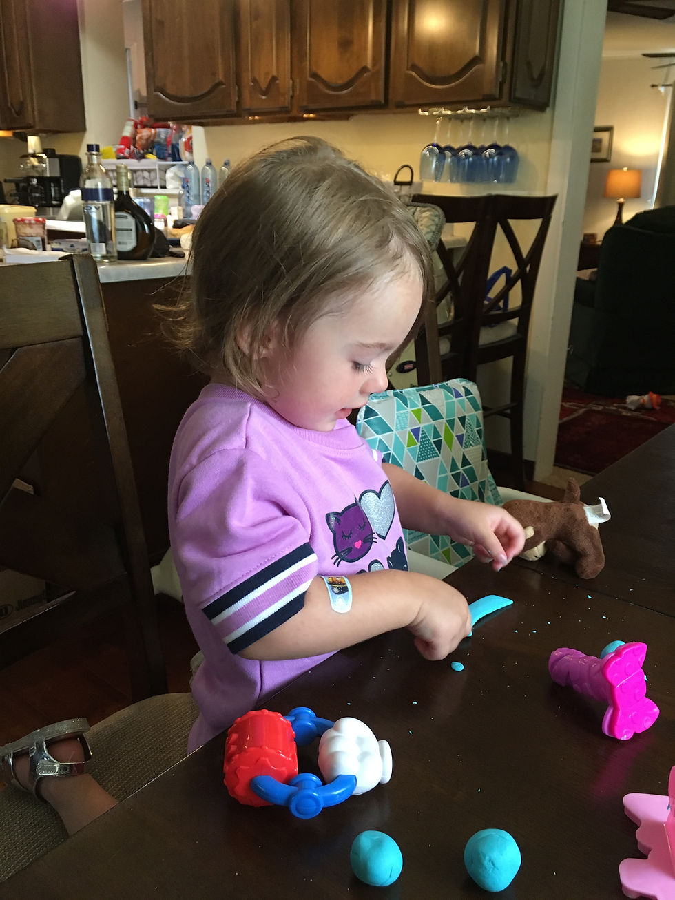 Picture of little girl playing with play dough.
