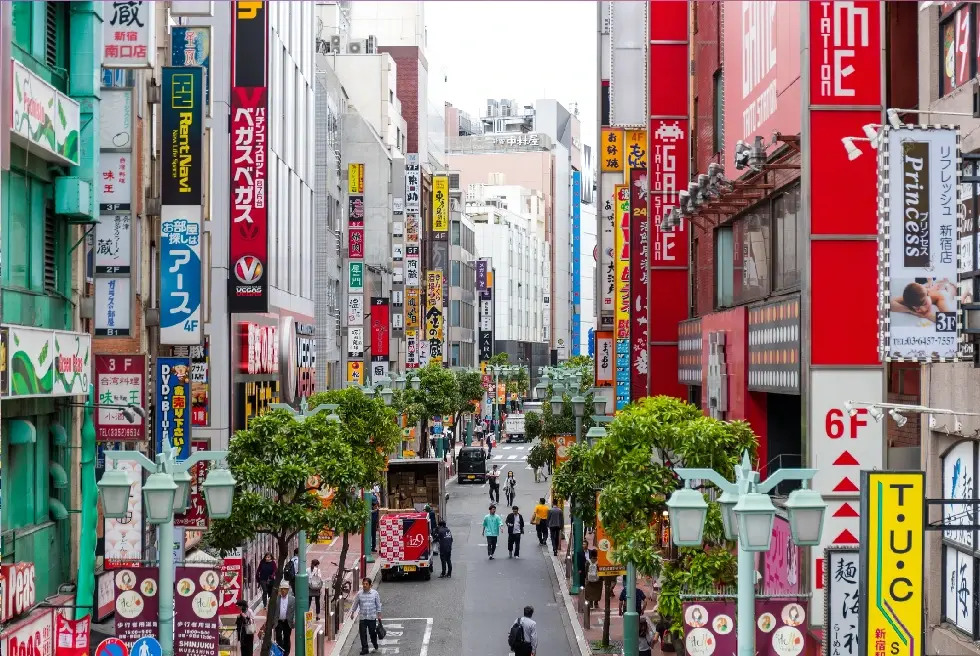 Neon signs on Tokyo street