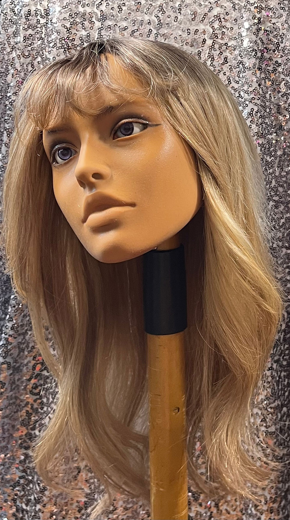 Thumbnail: 16" Luxury Blend Layered Bang Hair Topper | Champagne Honey Blonde #LW7C