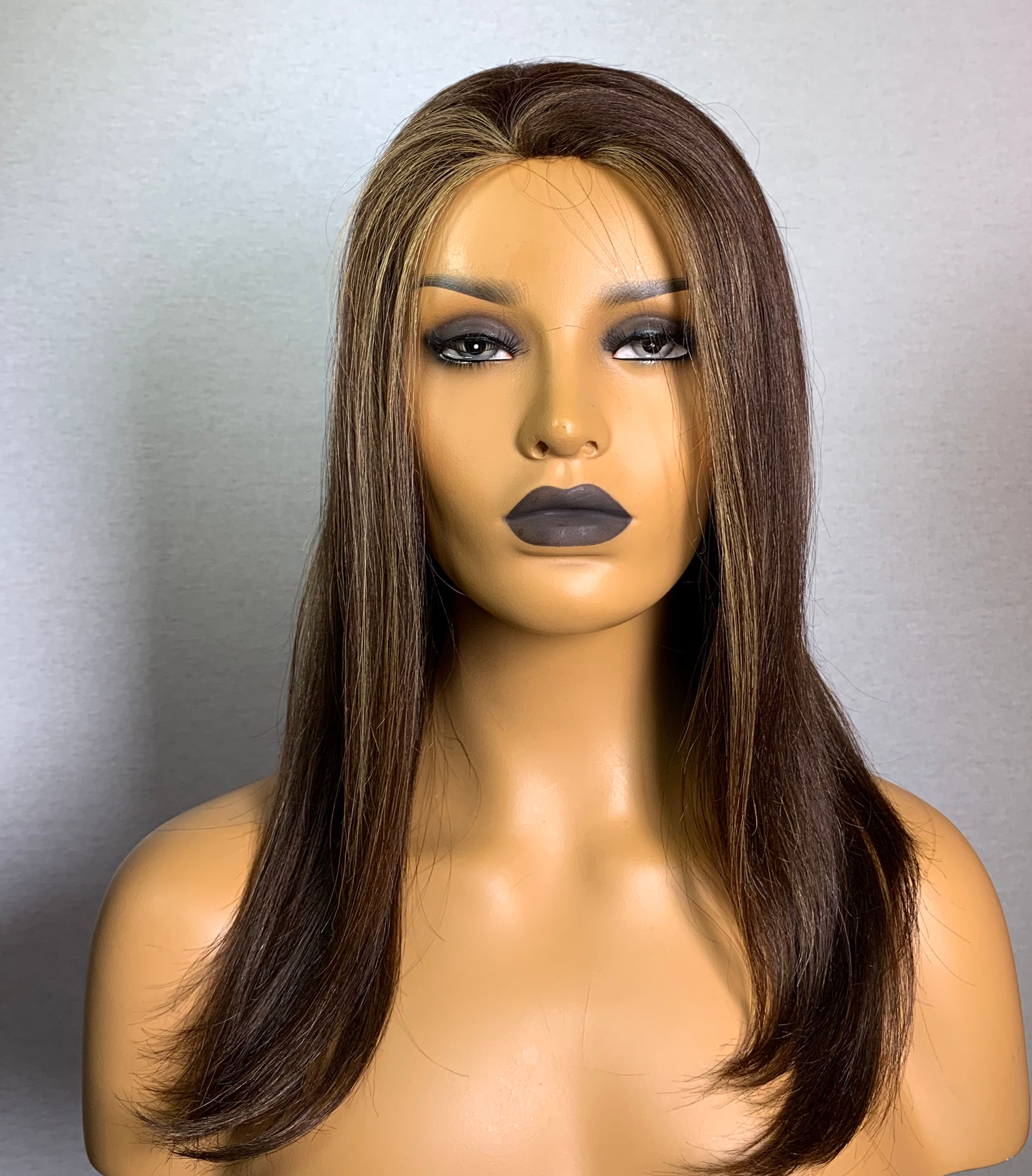 12" 100% European Human Hair Half Wig Hair Fall    ITEM # LWHW