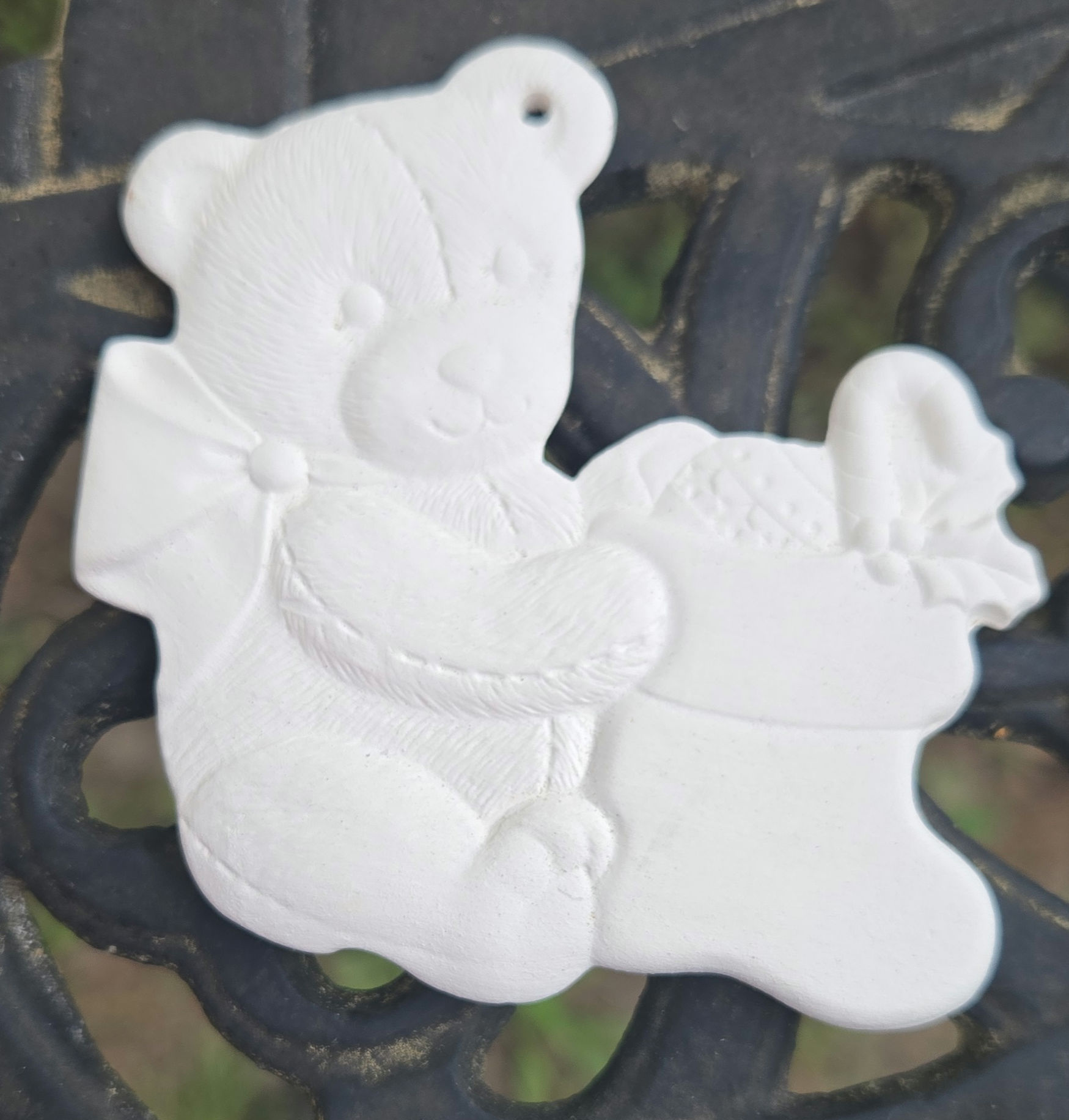 Flat bear with stocking ornament 