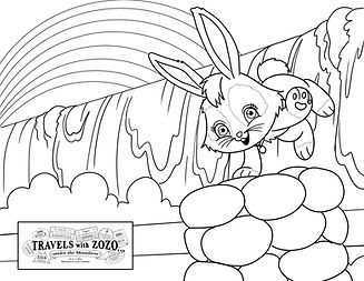 Travels with Zozo under the Moonbow Coloring Page