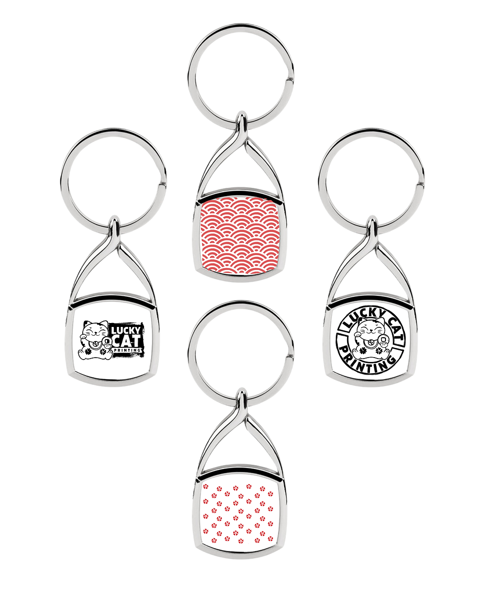 Personalised Swirl Top Metal Keyring Square - one sided