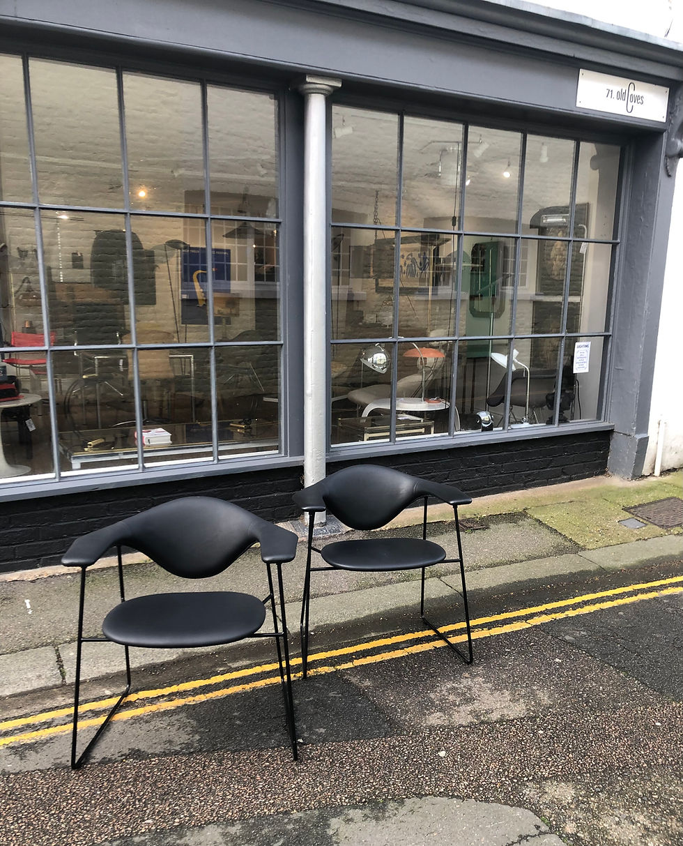 Thumbnail: Pair of GUBI MASCULO CHAIRS in Black Leather