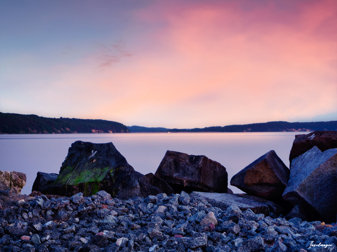 405 Abendstimmung am großen Jasmunder, mit Blick Richtung Lietzow und Steilküste