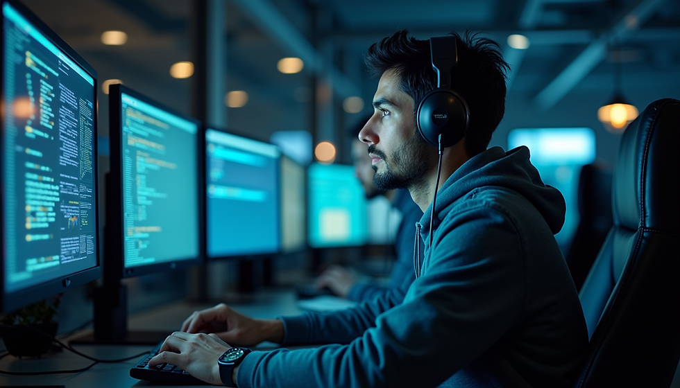 Cybersecurity professional conducting remote penetration testing to identify vulnerabilities across networks and digital systems.