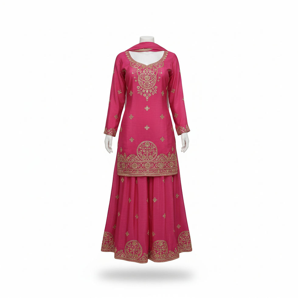 Thumbnail: The Rani Pink Heritage Sharara Set