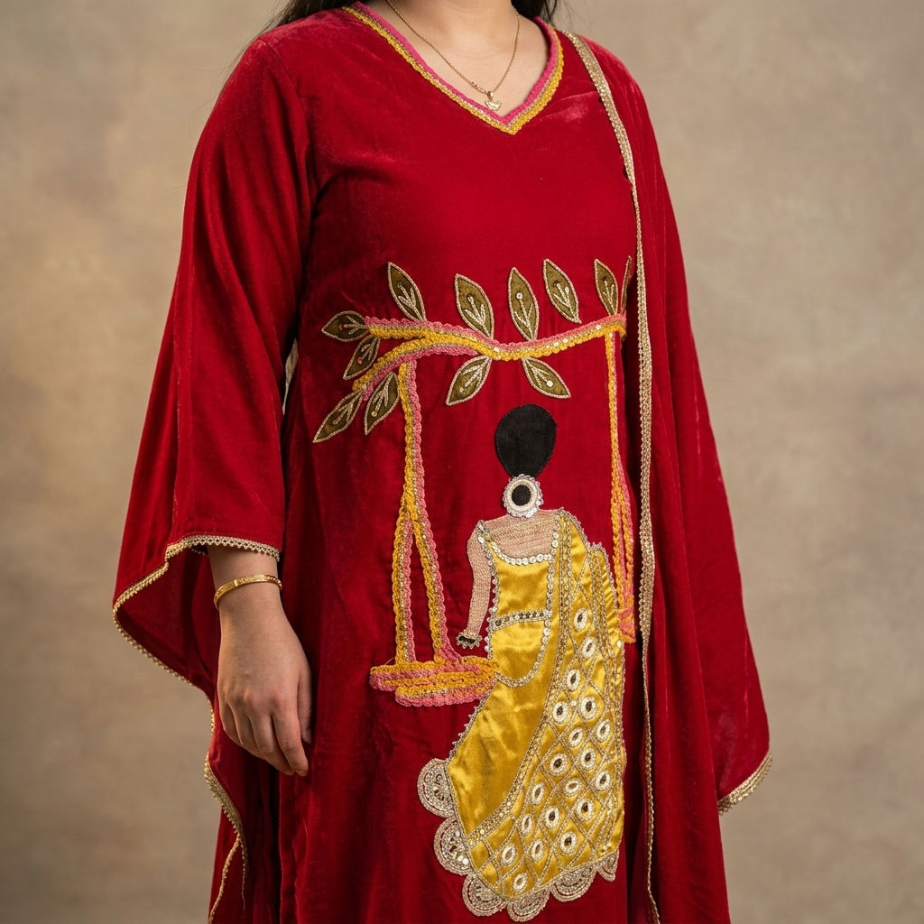 Trendy velvet suit with Swinging Pattern