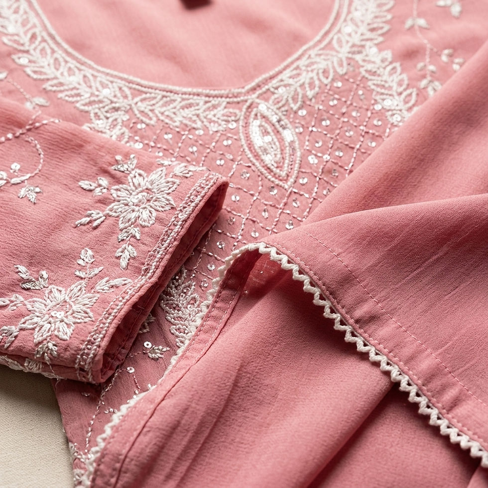 Thumbnail: The Blush Pink Chikankari & Zardosi Ensemble