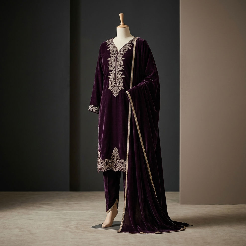 Thumbnail: Wine Dhoti Velvet Set