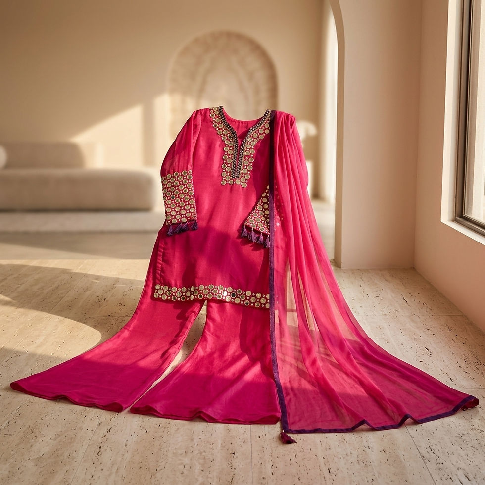 Thumbnail: The Radiant Rani Mirror-Craft Sharara Set