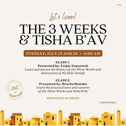 JWC: The 3 Weeks & Tisha B'Av Class for Women